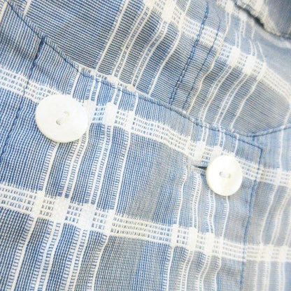 Christian DIOR Sports Shirt Blouse Collarless Long Sleeve Hemp Linen Blend