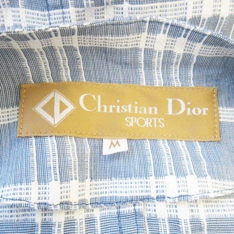 Christian DIOR Sports Shirt Blouse Collarless Long Sleeve Hemp Linen Blend