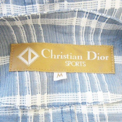 Christian DIOR Sports Shirt Blouse Collarless Long Sleeve Hemp Linen Blend