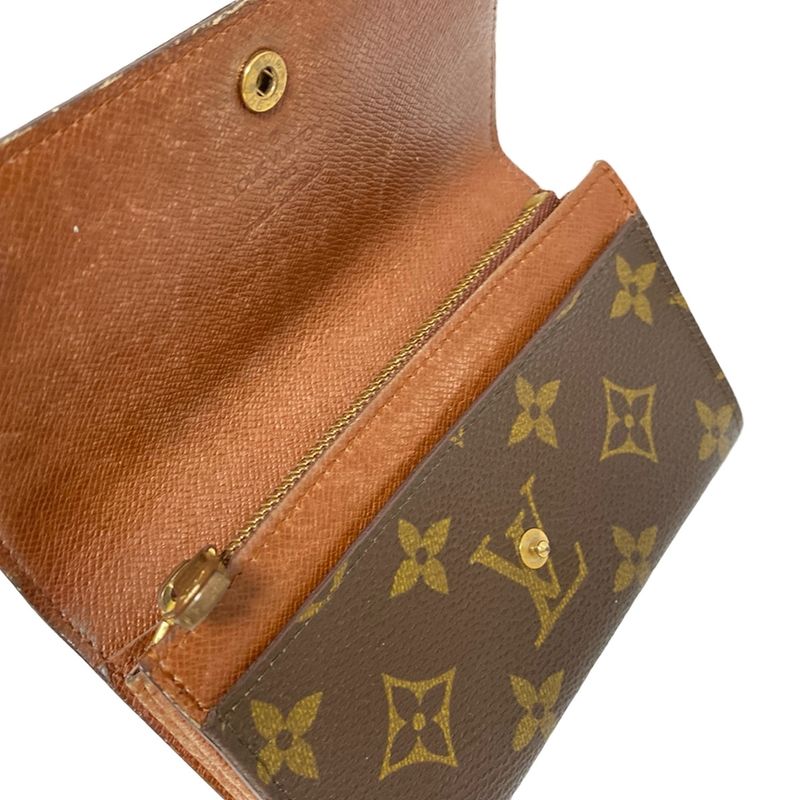 Louis Vuitton Bifold Wallet Monogram Porte Monnaie Zip M61735 Leather