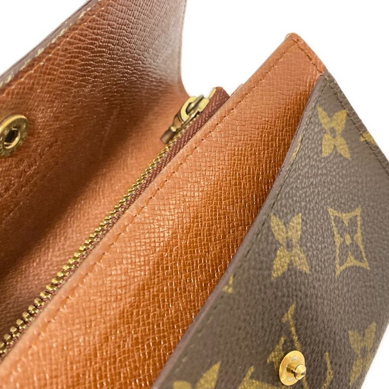 Louis Vuitton Bifold Wallet Monogram Porte Monnaie Zip M61735 Leather