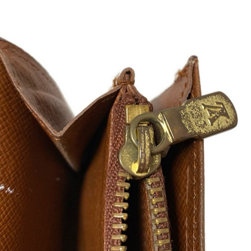 Louis Vuitton Bifold Wallet Monogram Porte Monnaie Zip M61735 Leather