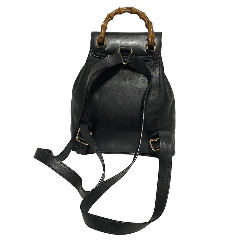 Gucci Backpack Sac Bamboo Black Mini Bag Leather