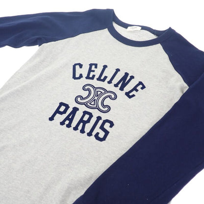 Celine Triomphe Logo 2x04k865w.09sh Long Sleeve T-shirt Cotton Grey Navy