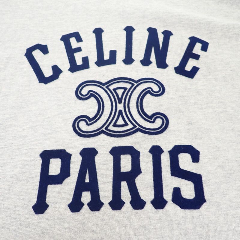 Celine Triomphe Logo 2x04k865w.09sh Long Sleeve T-shirt Cotton Grey Navy