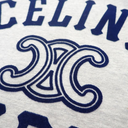 Celine Triomphe Logo 2x04k865w.09sh Long Sleeve T-shirt Cotton Grey Navy