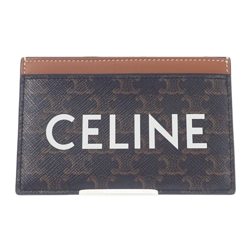 Celine Card Holder Print Triomphe Canvas 10b702cly.04lu Card Case Leather Brown