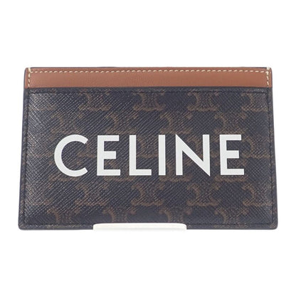 Celine Card Holder Print Triomphe Canvas 10b702cly.04lu Card Case Leather Brown