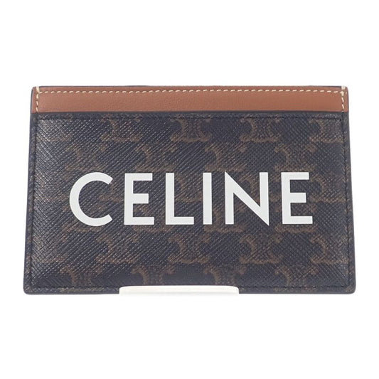 Celine Card Holder Print Triomphe Canvas 10b702cly.04lu Card Case Leather Brown