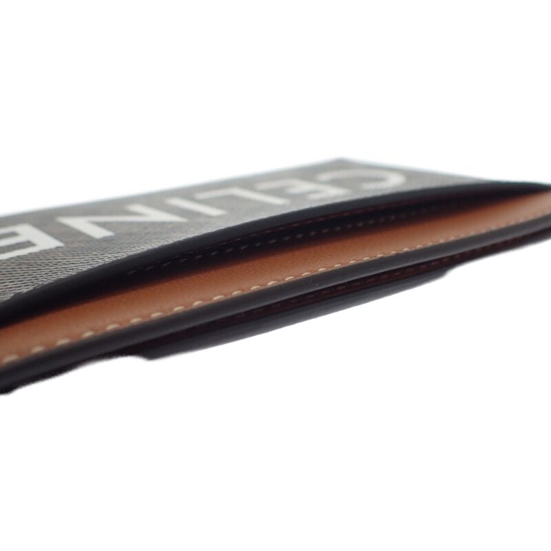 Celine Card Holder Print Triomphe Canvas 10b702cly.04lu Card Case Leather Brown