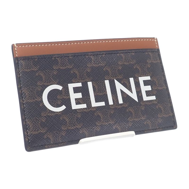 Celine Card Holder Print Triomphe Canvas 10b702cly.04lu Card Case Leather Brown