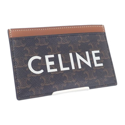 Celine Card Holder Print Triomphe Canvas 10b702cly.04lu Card Case Leather Brown