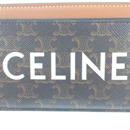 Celine Card Holder Print Triomphe Canvas 10b702cly.04lu Card Case Leather Brown