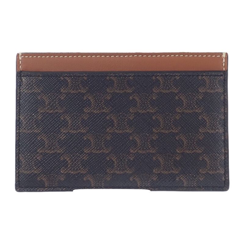 Celine Card Holder Print Triomphe Canvas 10b702cly.04lu Card Case Leather Brown