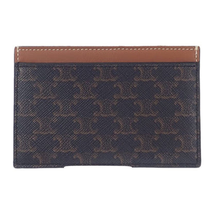Celine Card Holder Print Triomphe Canvas 10b702cly.04lu Card Case Leather Brown