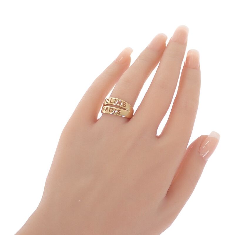 Celine Logo Ring 18K Yellow Gold 18k Yellow Gold #16 Ladies Stylish Volume Ring