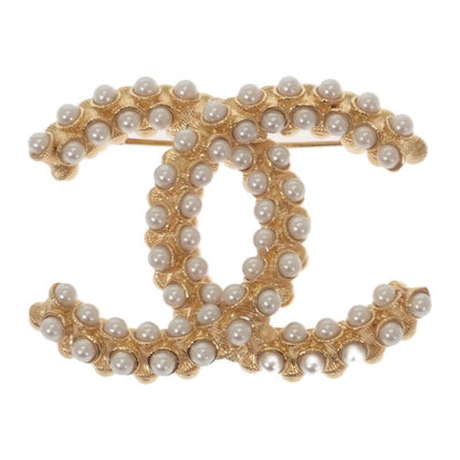 Chanel Coco Mark Pearl Abb011 Brooch Metal Gold B23A Ladies Cute Accessory [A