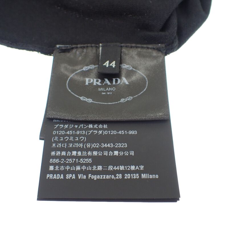 Prada Silk Cardigan Silk Cotton Polyester Black 44 Ladies Transparent [ranked A