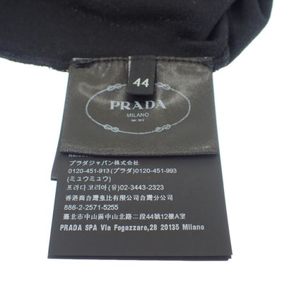 Prada Silk Cardigan Silk Cotton Polyester Black 44 Ladies Transparent [ranked A