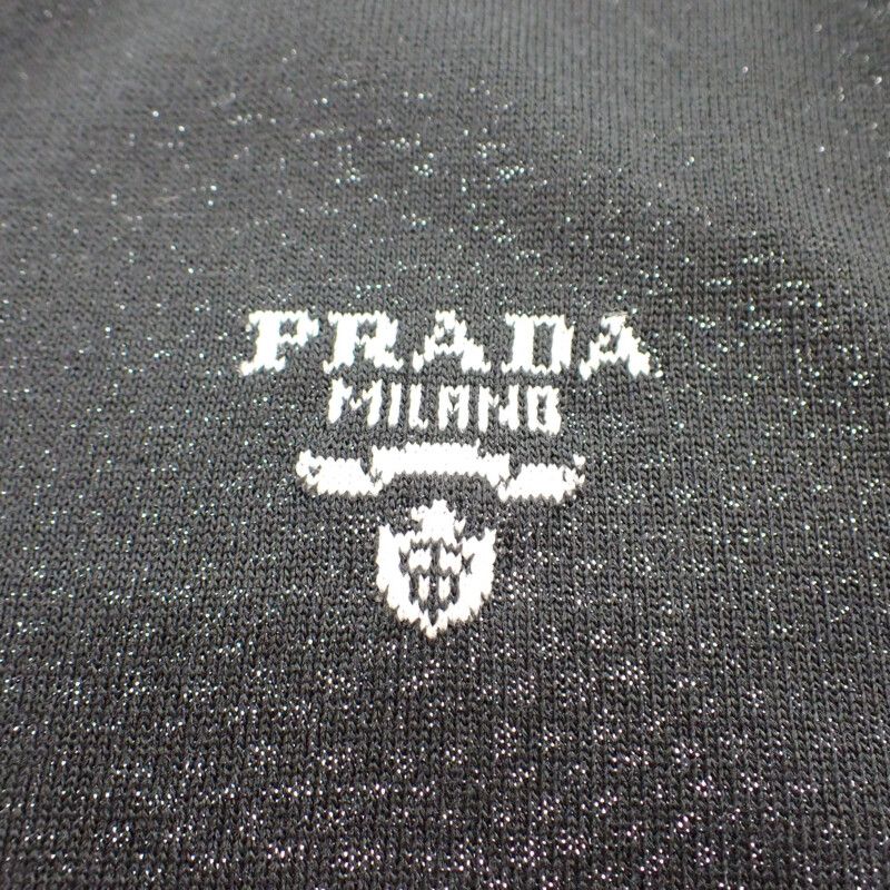 Prada Silk Cardigan Silk Cotton Polyester Black 44 Ladies Transparent [ranked A