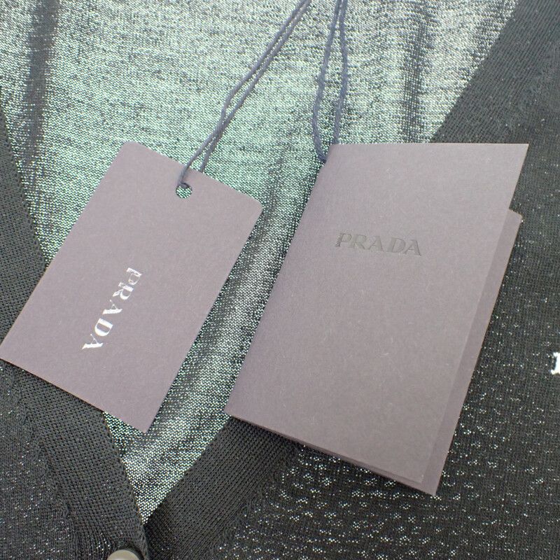 Prada Silk Cardigan Silk Cotton Polyester Black 44 Ladies Transparent [ranked A