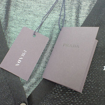 Prada Silk Cardigan Silk Cotton Polyester Black 44 Ladies Transparent [ranked A