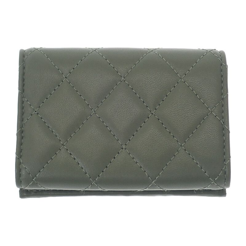 Chanel Small Flap Wallet Ap0230-y04059-nzg82 Trifold Wallet Lambskin Khaki Gold