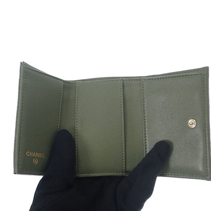 Chanel Small Flap Wallet Ap0230-y04059-nzg82 Trifold Wallet Lambskin Khaki Gold