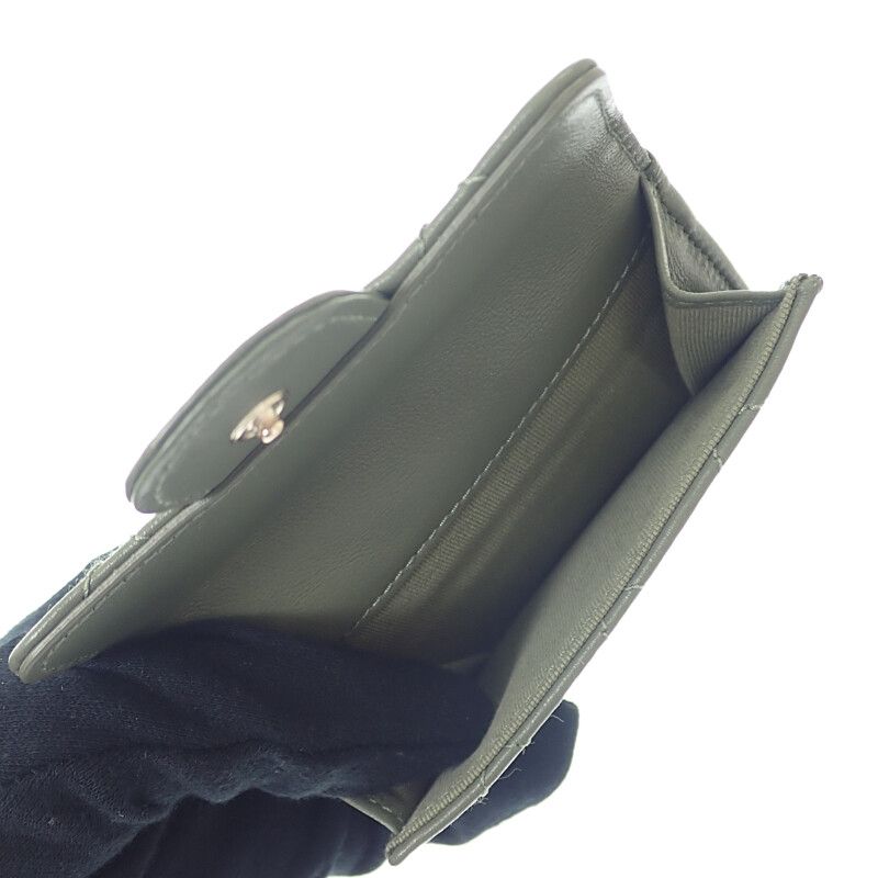 Chanel Small Flap Wallet Ap0230-y04059-nzg82 Trifold Wallet Lambskin Khaki Gold