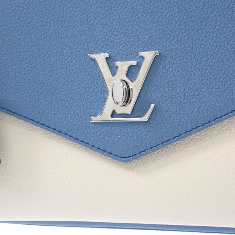 Louis Vuitton My Lock Me M51415 2WAY Bag Taurillon Clemence Blue Ivory Silver