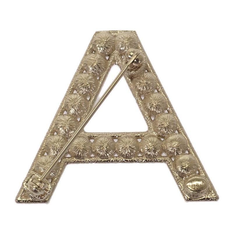 Chanel Logo Crystal Ab1368 Brooch Metal Gold B19S Ladies Gift [grade A