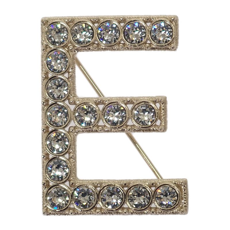 Chanel Logo Crystal Ab1368 Brooch Metal Gold B19S Ladies Gift [grade A