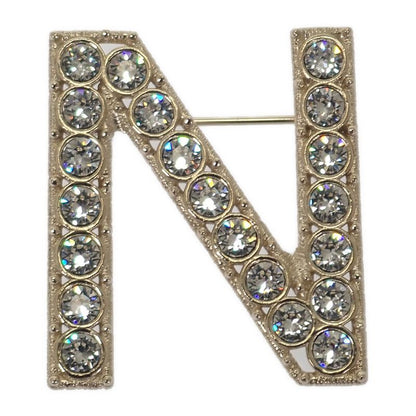 Chanel Logo Crystal Ab1368 Brooch Metal Gold B19S Ladies Gift [grade A