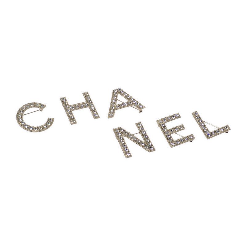 Chanel Logo Crystal Ab1368 Brooch Metal Gold B19S Ladies Gift [grade A