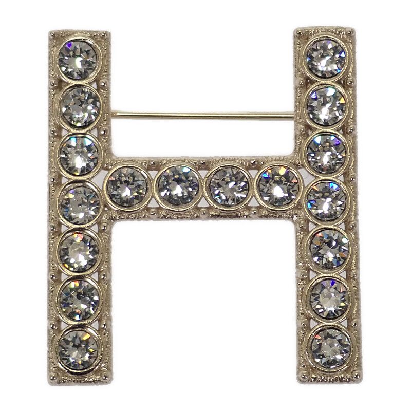 Chanel Logo Crystal Ab1368 Brooch Metal Gold B19S Ladies Gift [grade A