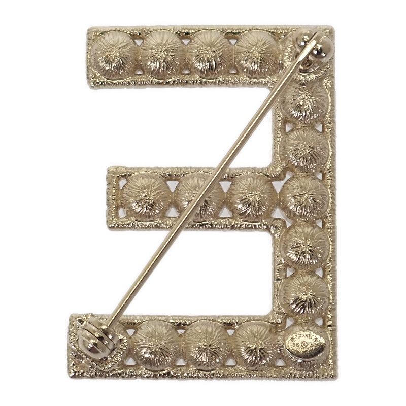 Chanel Logo Crystal Ab1368 Brooch Metal Gold B19S Ladies Gift [grade A
