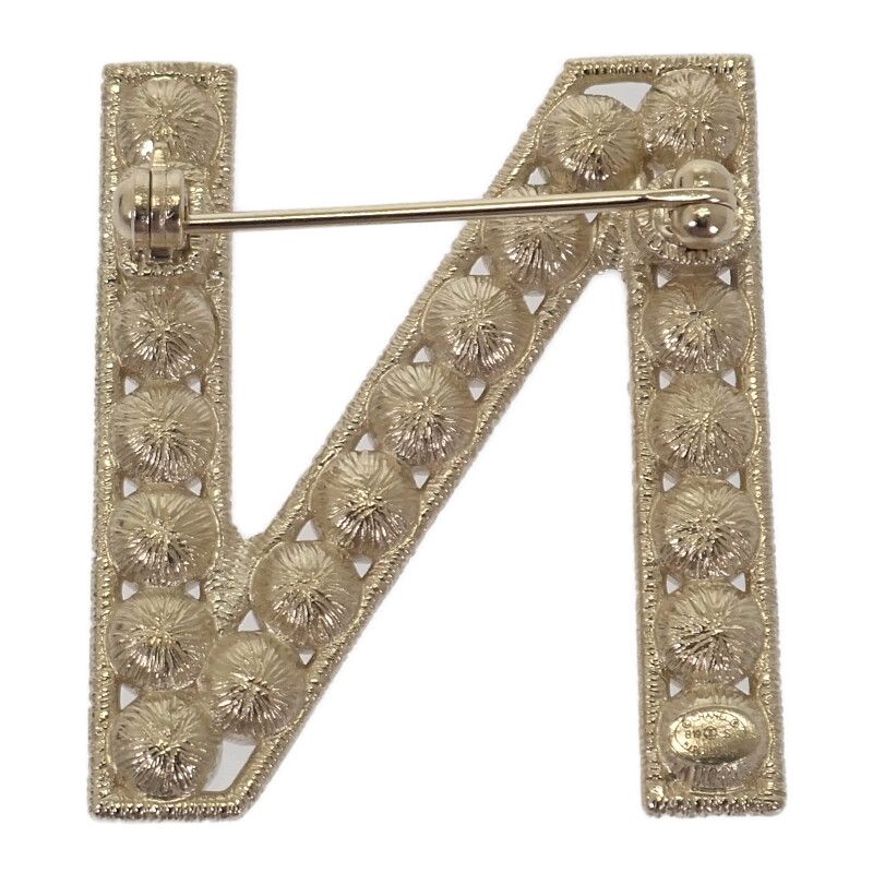 Chanel Logo Crystal Ab1368 Brooch Metal Gold B19S Ladies Gift [grade A