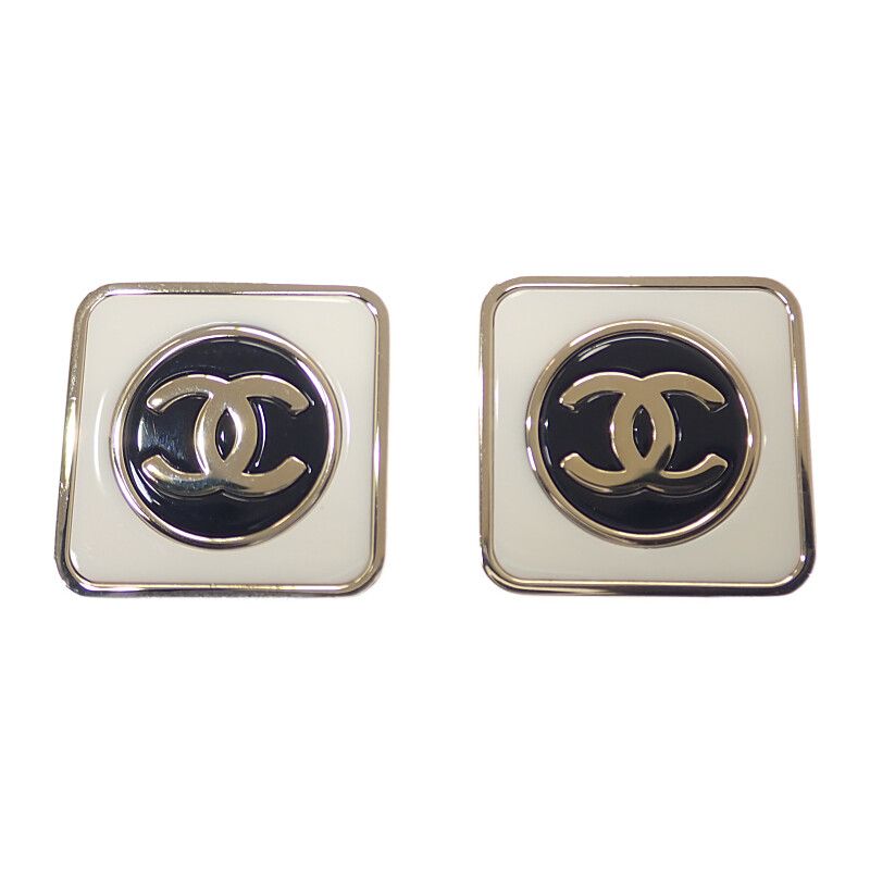 Chanel CC Square Coco Mark Fine Ab9777 Earrings Metal Gold B23C Ladies Gift [A