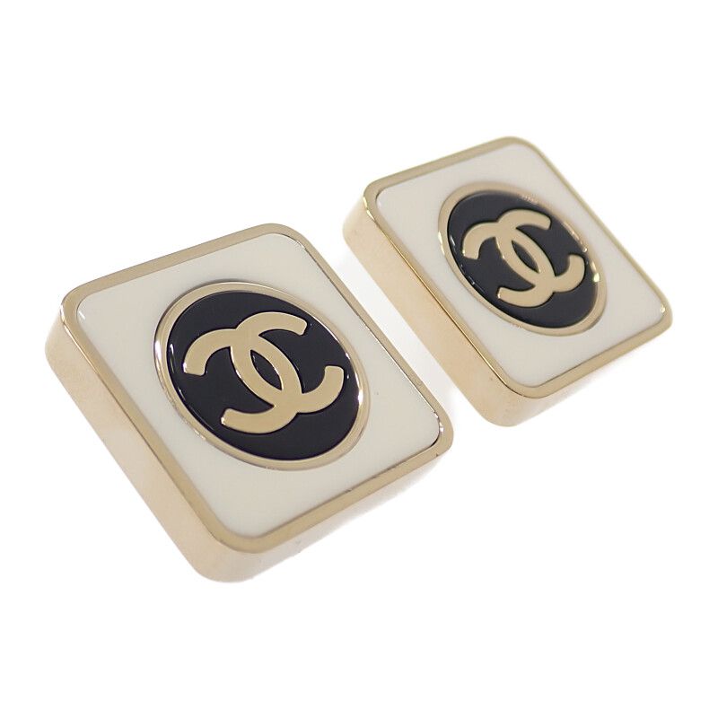Chanel CC Square Coco Mark Fine Ab9777 Earrings Metal Gold B23C Ladies Gift [A