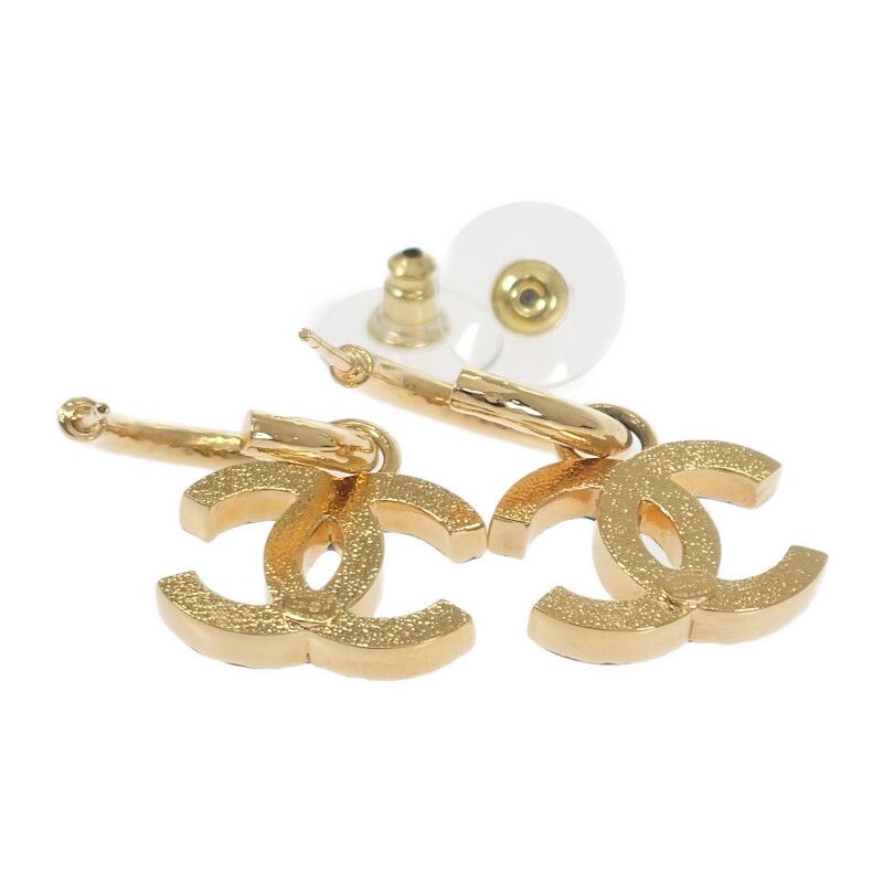 Chanel Denim Hoop Earrings Coco Mark Abc741 Earrings Metal Gold Ladies [A Rank]