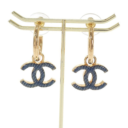 Chanel Denim Hoop Earrings Coco Mark Abc741 Earrings Metal Gold Ladies [A Rank]