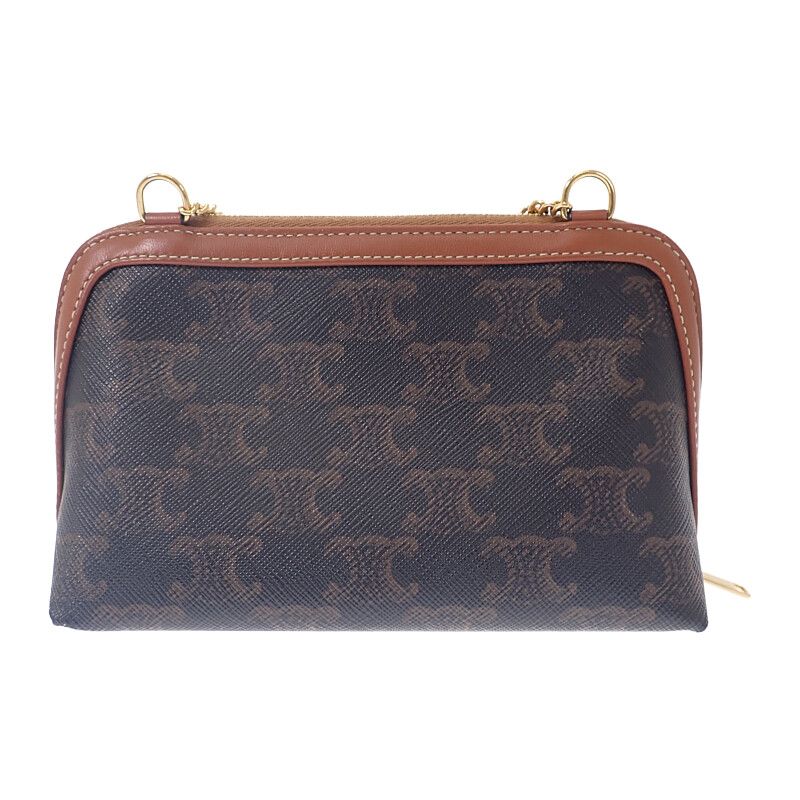 Celine Chain Clutch Cuil Triomphe Small 10e382egk.14ml Shoulder Bag PVC Brown