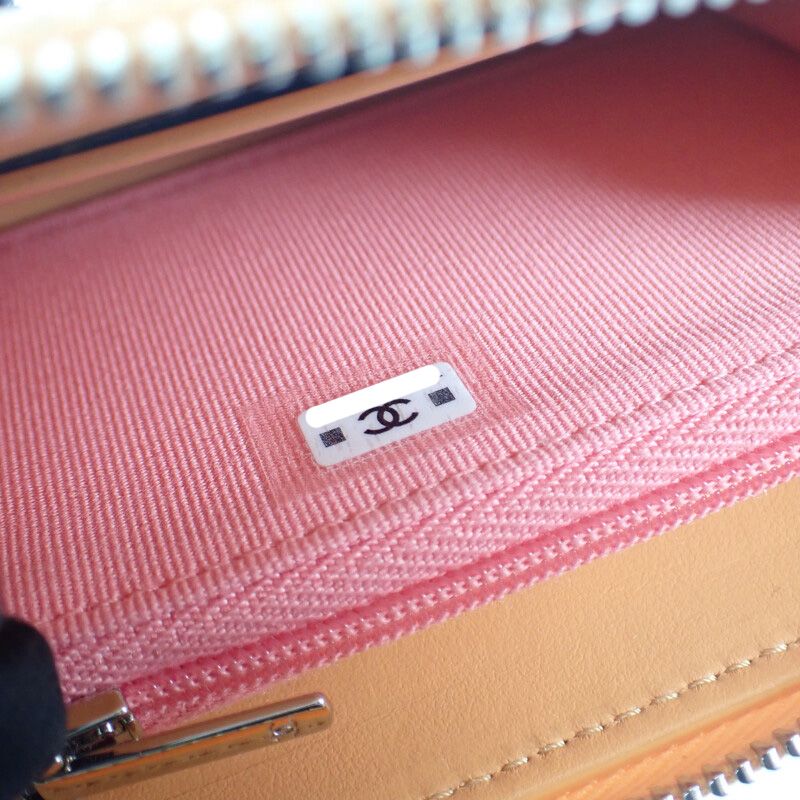 Chanel Zip Coin Purse Ap3716_b14928_ns838 Bifold Wallet Caviar Skin Calf Orange