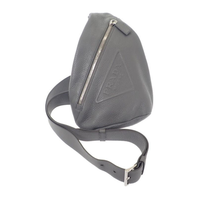 Prada Vittero Dino 2vz098 Body Bag Leather Gray Silver Hardware Men's [ranked A