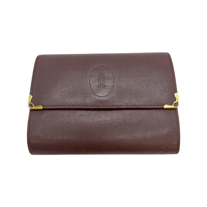 Cartier Mustline Trifold Wallet Women's Wine Red