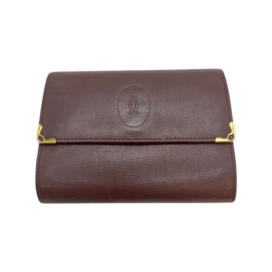 Cartier Mustline Trifold Wallet Women's Wine Red