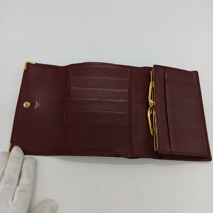 Cartier Mustline Trifold Wallet Women's Wine Red