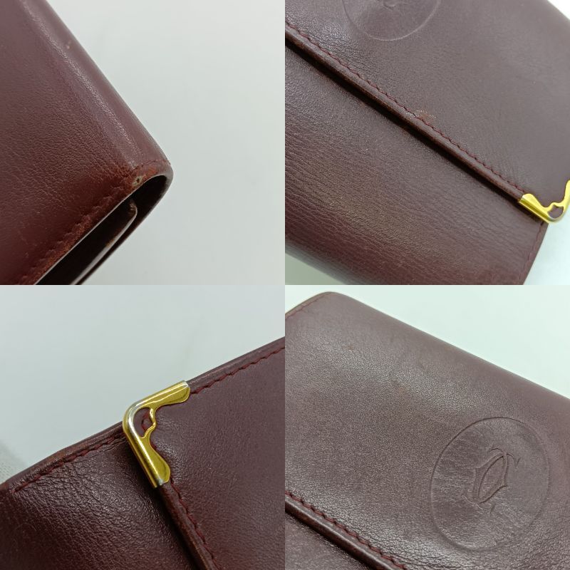 Cartier Mustline Trifold Wallet Women's Wine Red