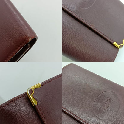 Cartier Mustline Trifold Wallet Women's Wine Red