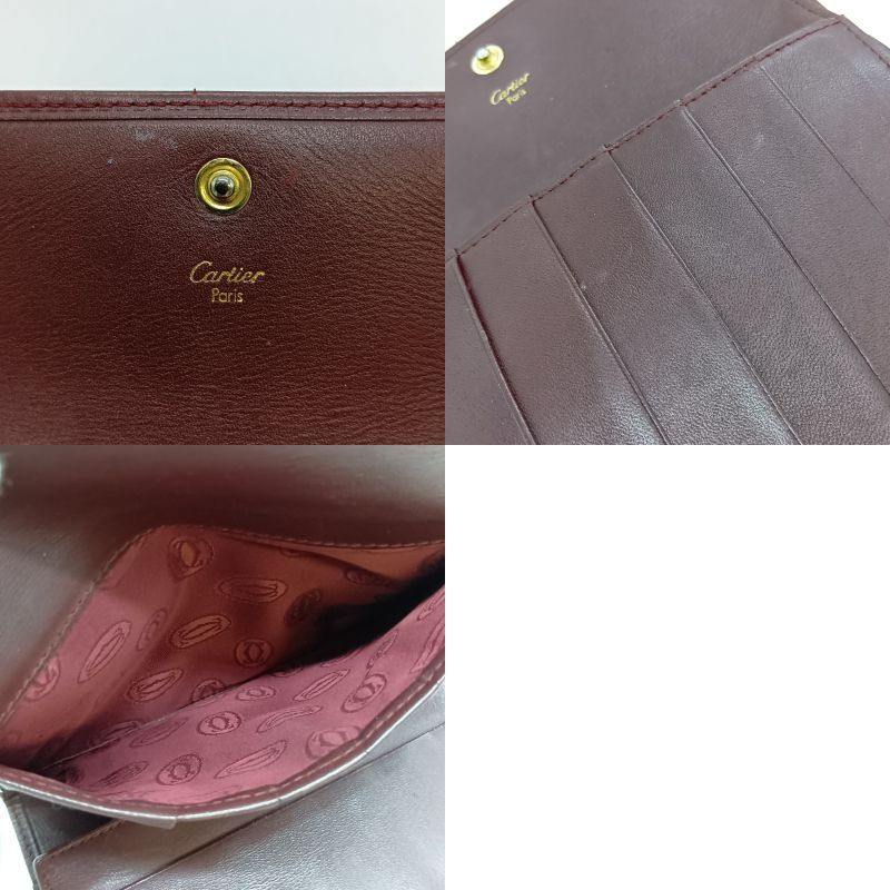 Cartier Mustline Trifold Wallet Women's Wine Red